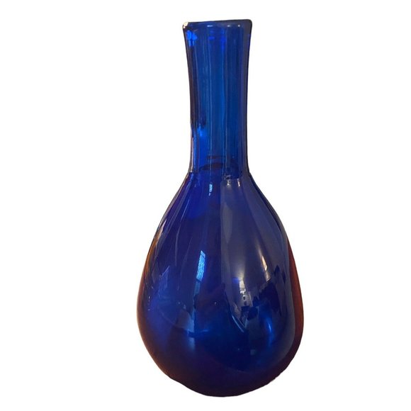 Vintage Cobalt Glass Blown Bud Vase 8 Inch High Midcentury - Picture 4 of 5